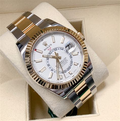 rolex sky dweller two tone white dial